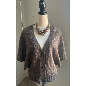 Art and Soul Brown Blend Button Up 3/4 Bat Sleeves Cardigan Sweater Sz M